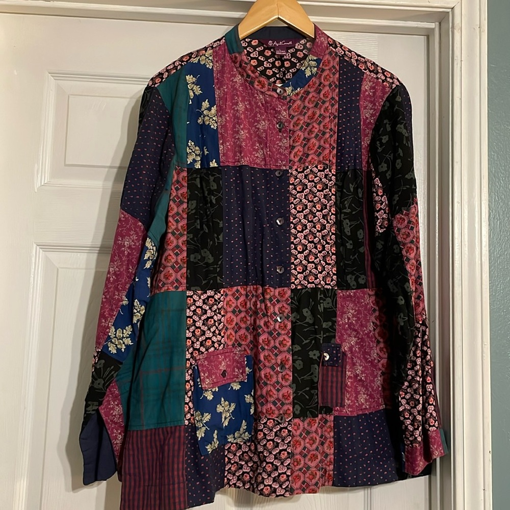 April Cornell Size Large Cotton Patchwork Jacket